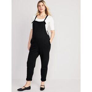 Old Navy Knotted-Strap Fleece Maternity Medium Overalls Black #770